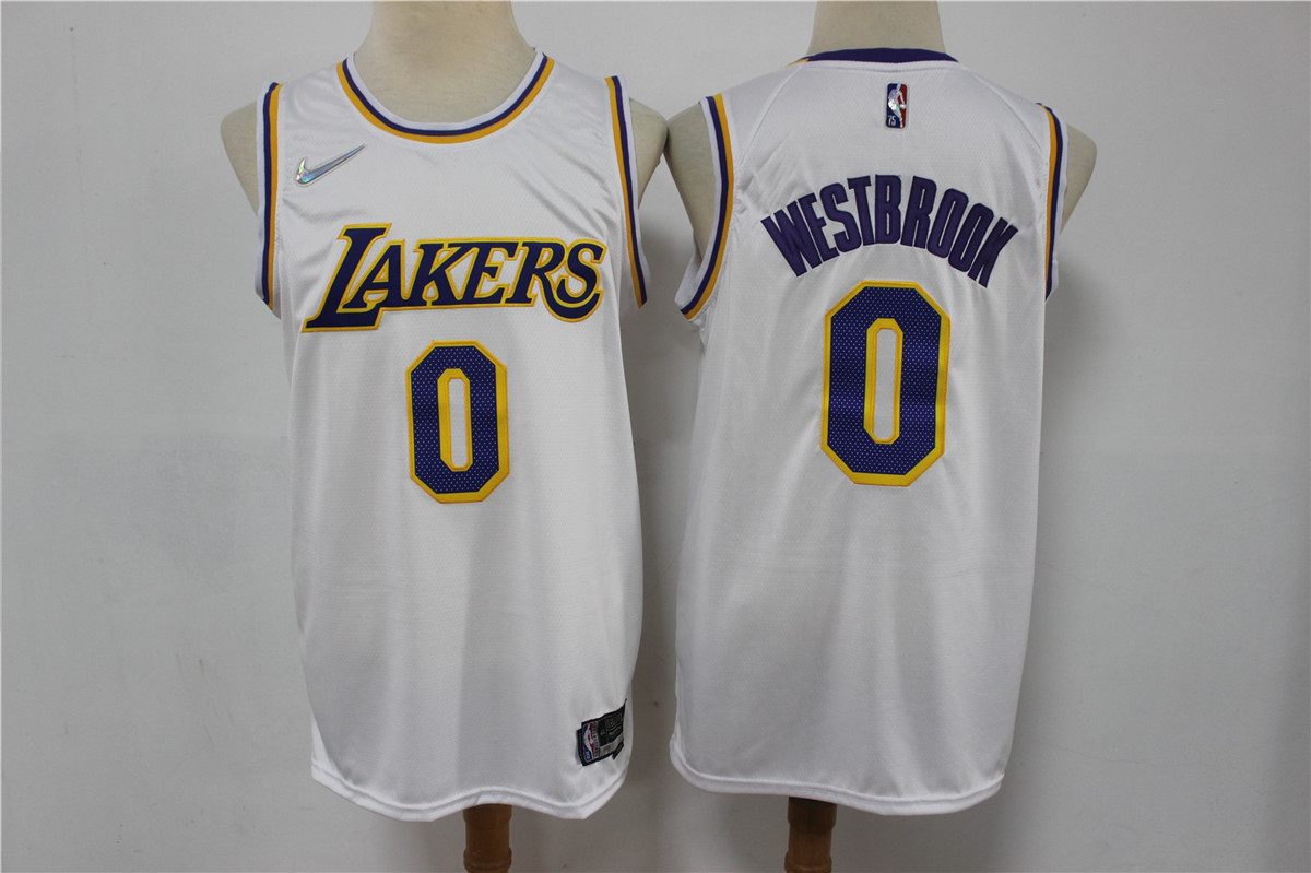 Cheap 2022 Men Los Angeles Lakers 0 Westbrook white City Edition 75th Nike 2021 NBA Jersey